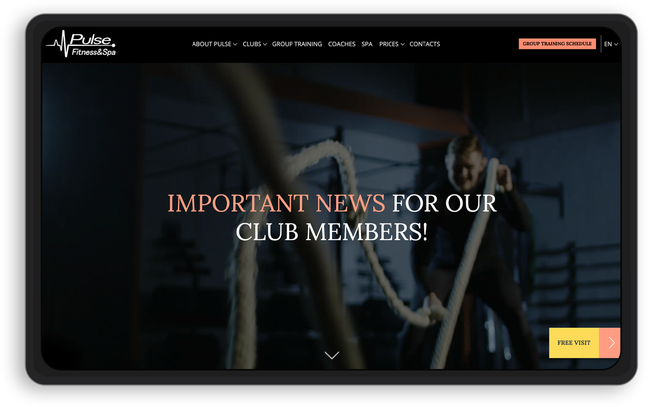 Pulse Fitness-home-page